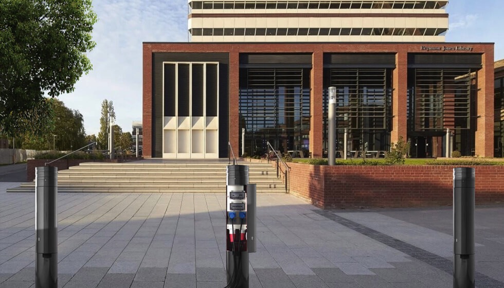 Power bollards located on university campus
